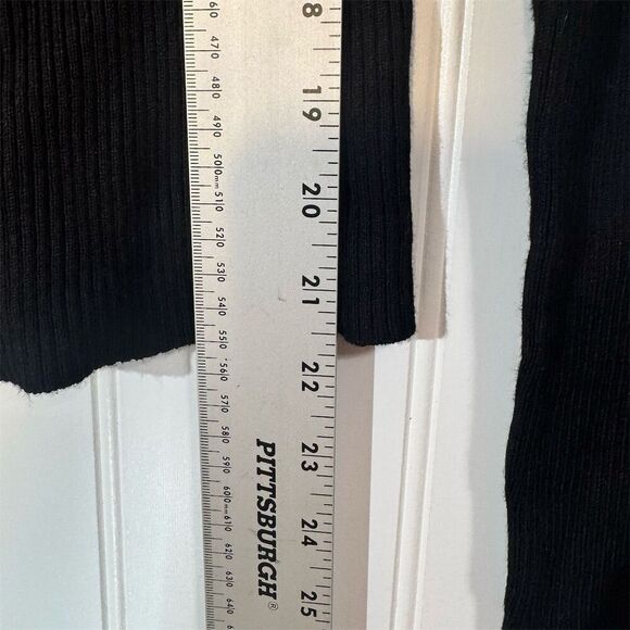 Brave Soul Wrap Top Ribbed Knit Long Sleeve Sweater Black Tie Waist M NWT Goth - Picture 6 of 12